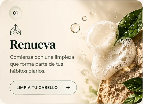 01 Renueva: Comienza con una limpieza que forma parte de tus hábitos diarios. Limpia tu cabello.